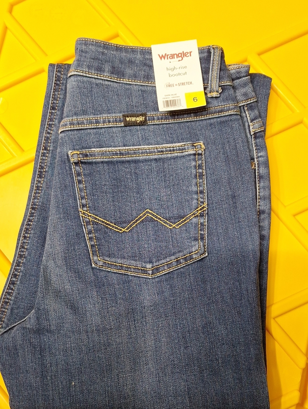 Wrangler Blue Midwash Bootcut Jeans with Gold Stitching